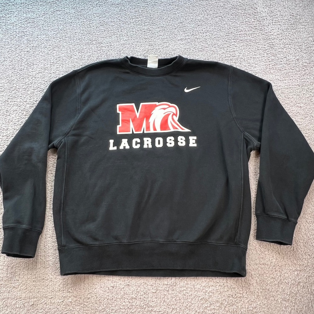 Nike Mens Marist University Lacrosse Sweatshirt Black Crewneck CJ1614-010 Large